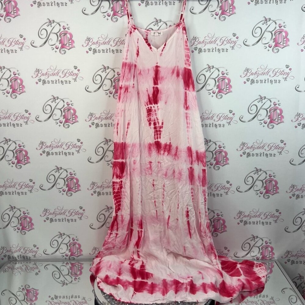 Daybreak dress long Pink and White Tie-Dye Dress boho unique hippie